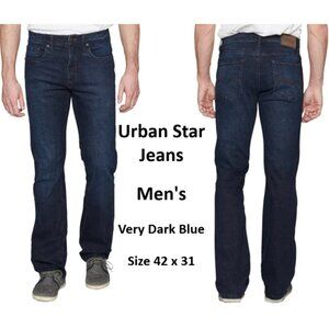 Urban Star Men's Jeans Classic Rugged Quality Dark Wash Denim Relaxed Sz 42x31